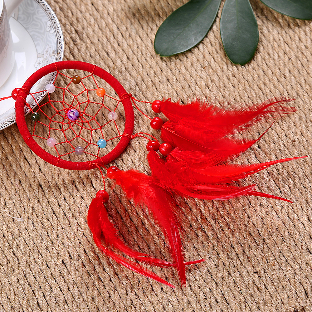 Atrapasueños colgante para coche, accesorios, decoración de pared, hecho a mano, de cumpleaños: red