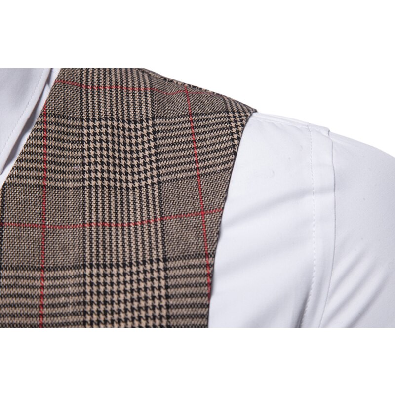 VISADA JAUNA Mens Stripe Plaid Formal Blazer Vests Casual Single Breasted V-neck S-3XL Male England Style Casual Vests