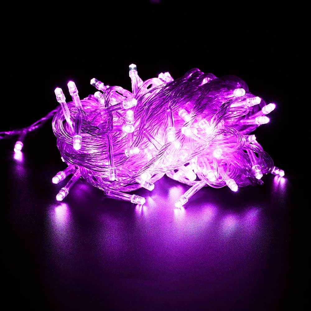 10Meter Led String lights 100Leds with Controller for Christmas tree House courtyard Party Garden Decor 110V/220V Q: Purple  / 220V EU Plug