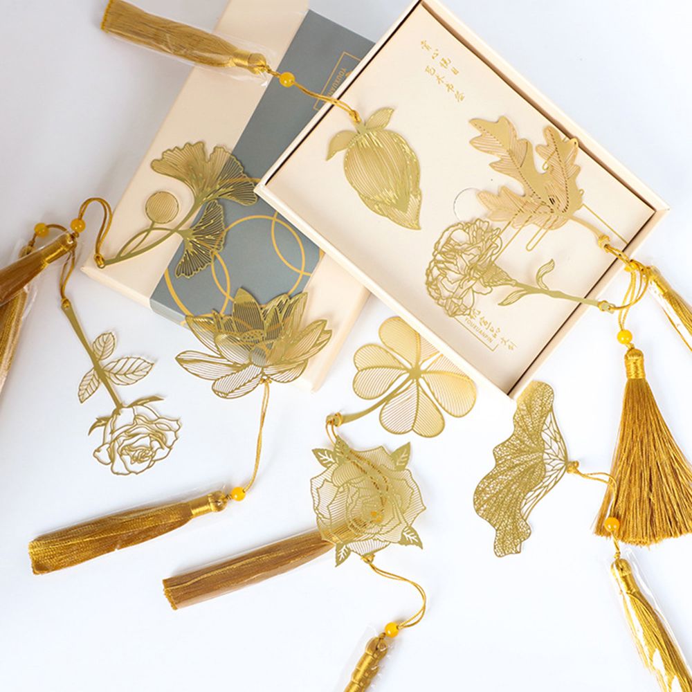 Metal Leaf Bookmark Hollowed Out Brass Leaf Vein Cultural Student Supplies Office School Stationery Accessories