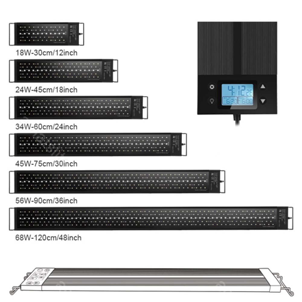 18W 24W Aquarium Light Full Spectrum12inch 18inch Programmable Light Aquarium Timer Sunrise Sunset for RGB Plant Fish Tank Lamps