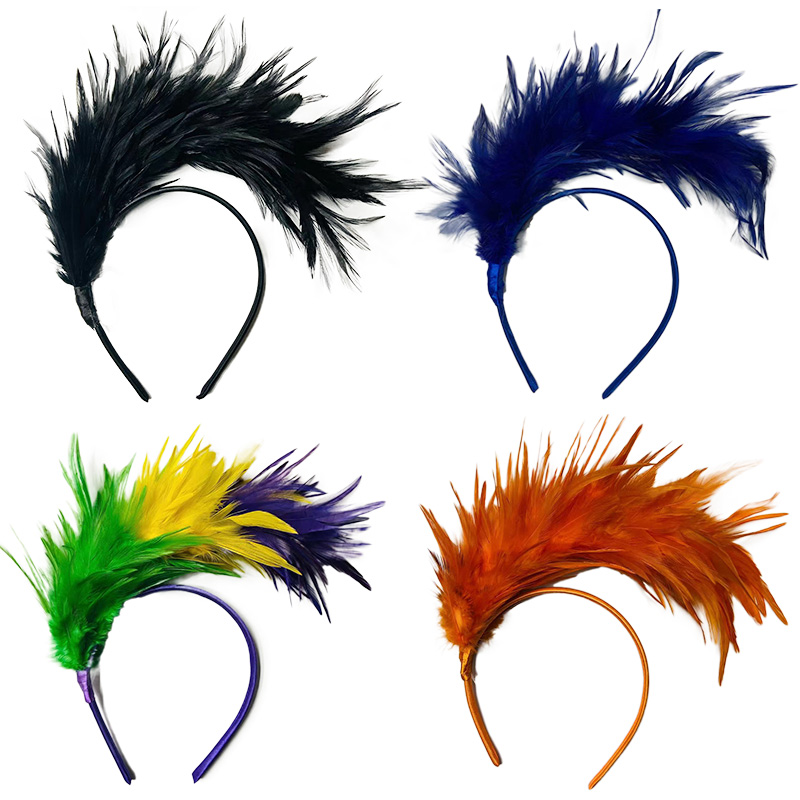 Vrouwen veren hoofdband zendspoel uitvoeren Halloween hoofddeksels partij hoofdtooi haar hoepel haar ornament