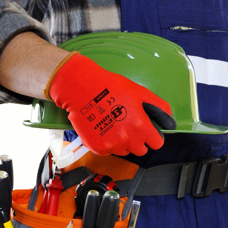 HANVO 5 paia addensare PU Nitrile guanti da lavoro con rivestimento di sicurezza guanti rivestiti con palmo guanti da lavoro meccanici