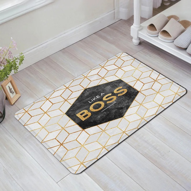 Alfombra de puerta con estampado geométrico, decoración para el hogar y el baño: 1 m² / Rojo