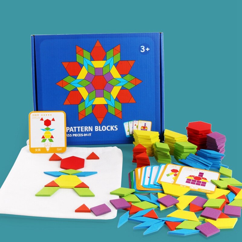 Kinderen Puzzel Set Kleurrijke Baby Onderwijs Houten Speelgoed Kinderen Leren Ontwikkeling Speelgoed 155 Blokken