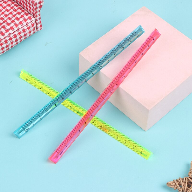 1PC Transparent Triangle Ruler Stationery School Supplies Red/Blue/Green Color Option Engineering Scale Ruler Инженерная Линейка
