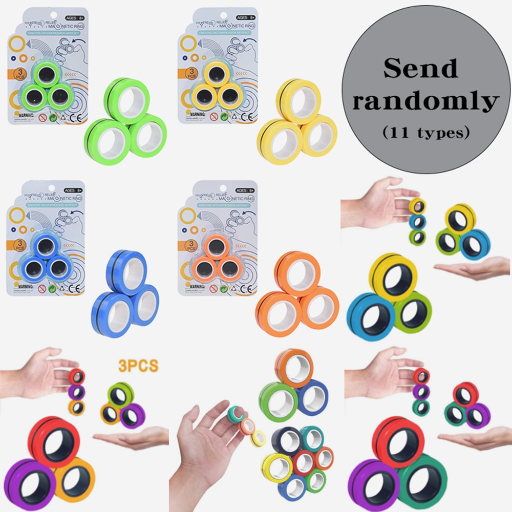 Magnetische Ringen Anti-Stress Vinger Magnetische Ringen Fidget Speelgoed Speelgoed Autisme Adhd Angst Relief Focus Kids Decompressie: 1 SET random color