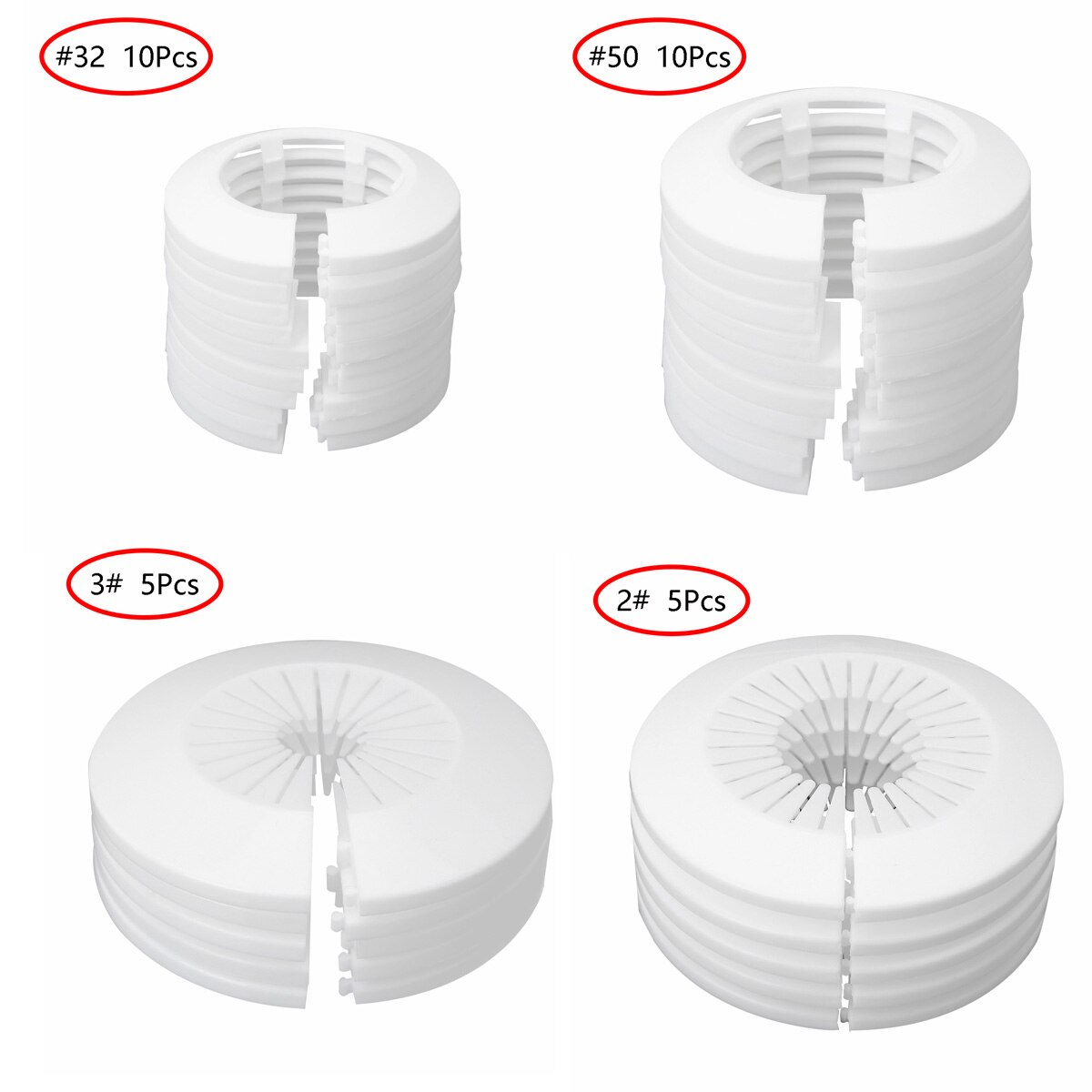 5/10 Water Pipe Decorations Snap On Plastic Radiator Escutcheon Drain Line Collar Cover Bathroom Kitchen Faucet Angle Valve Caps