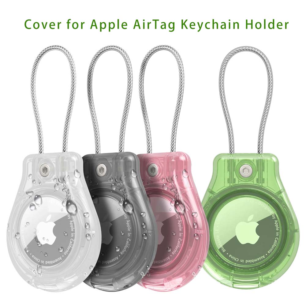Wasserdichte Abdeckung für Apple AirTag Schlüsselanhänger-Halterung mit Drahtkabel, Anti-Verlust-Tracker-Zubehör für Gepäck, Rucksack, Airtag-Hülle: Rose Gold