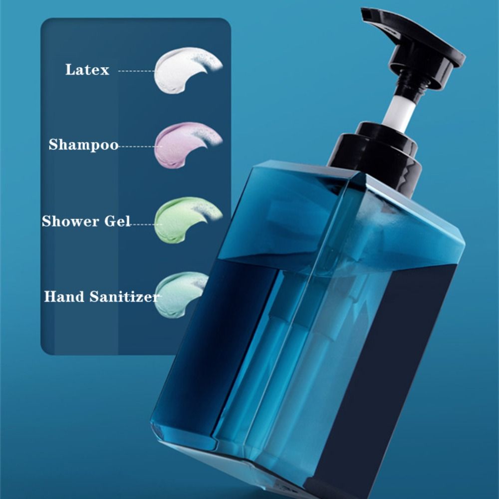 Plastic Liquid Soap Dispenser Square 250/450/650ml Storage Bottles Refillable Outdoor Shampoo Press Empty Bottles