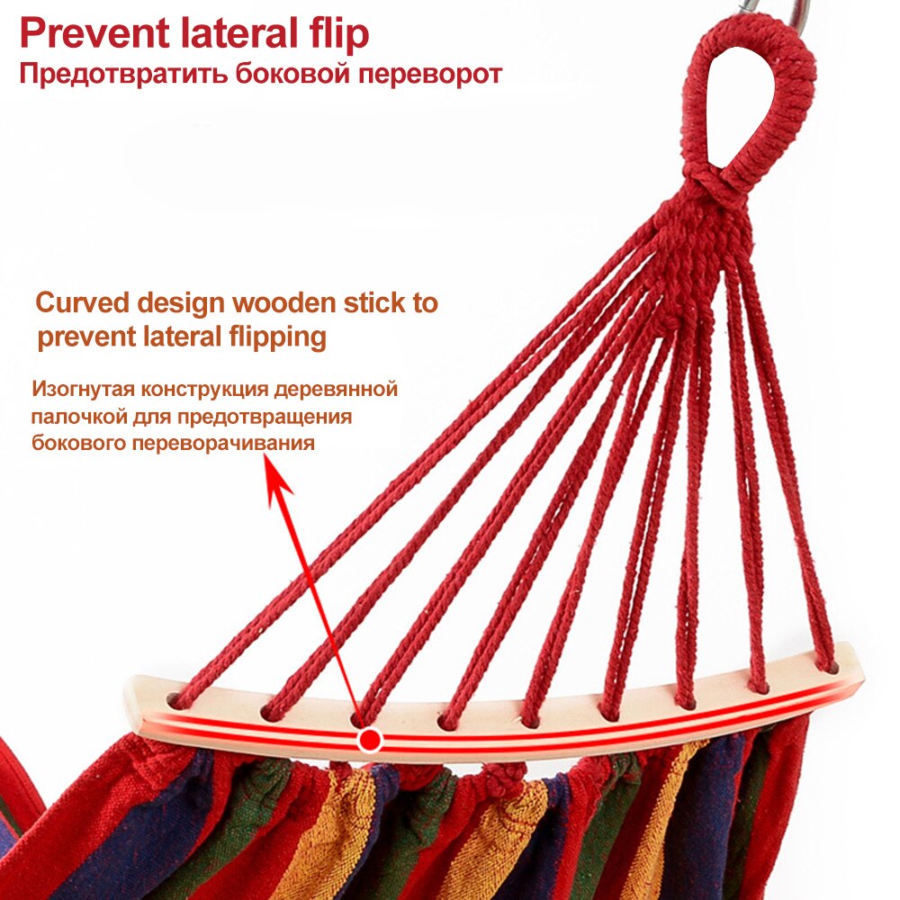 Portable Canvas Hammock Travelling Outdoor Picnic Wooden Swing Chair Camping Hanging Bed Garden Furniture with Backpack