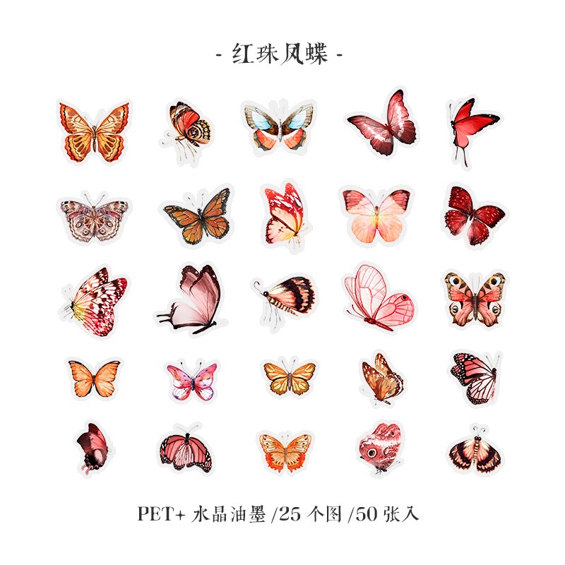 Vlinder Museum Diy Maanlicht Droom Lint Mooie Sticker Decoratieve Dagboek Album Crystal Inkt Pet Art Sticker Pack: B