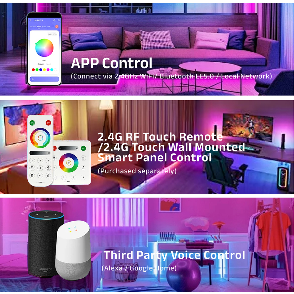 SP530E SP630E WiFi Alexa Bluetooth LED Controller Ondersteuning PWM Monochroom CCT RGB RGBW RGBCCT of SPI TTL IC Chip LED Strip/Matrix