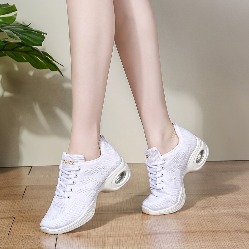 Sneakers dansschoenen dames moderne dames ballroom meisjes tango vierkante hakken sport casual dansschoenen zachte onderkant