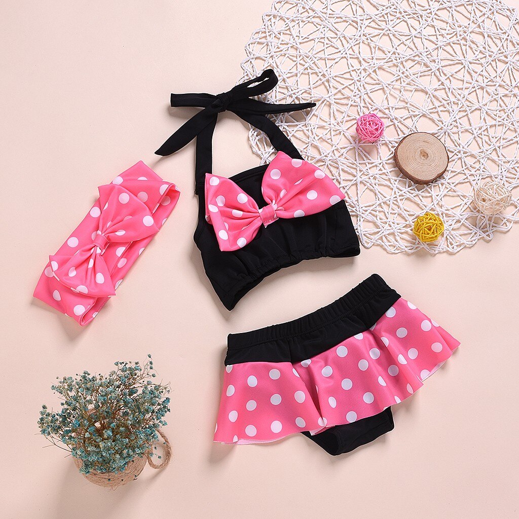 Baby Kids Girl Summer Ruffle Suspender Dot Printed Bikini Swimwear Swimsuit Set Printed Bodysuit Maillots de bain pour enfants#2
