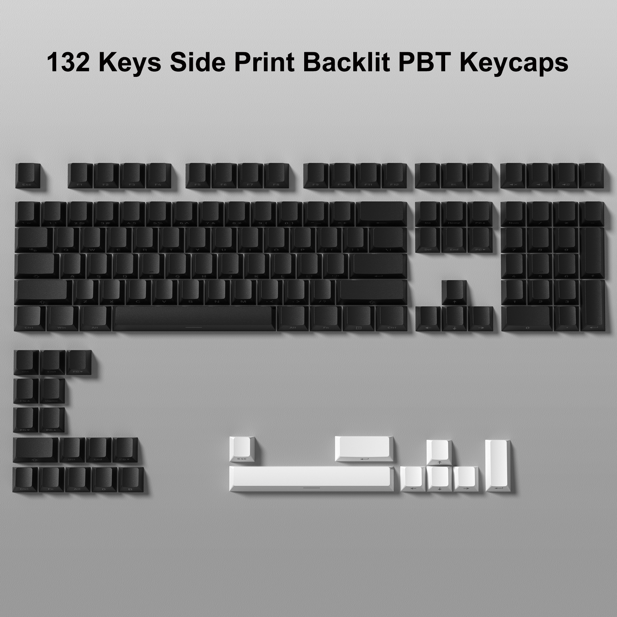 123 Keys Black PBT Keycap Backlit Side Print Double Shot Cherry Profile Key caps for MX Switches Mechanical Gaming Keyboard: Salmon