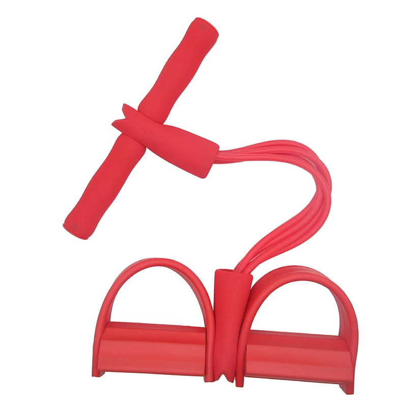 Equipo de ejercicio para gimnasio en casa, cuerda de tracción, Pedal, extractor de tobillo, cuerda elástica para Fitness en interiores, , 4 unidades: Rojo