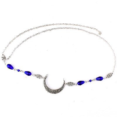 Acessórios de cabeça de padrão de lua vazada, estilo gótico retrô, gota, corrente de cristal, conta de cabeça para meninas, imperdível: VGH008-3
