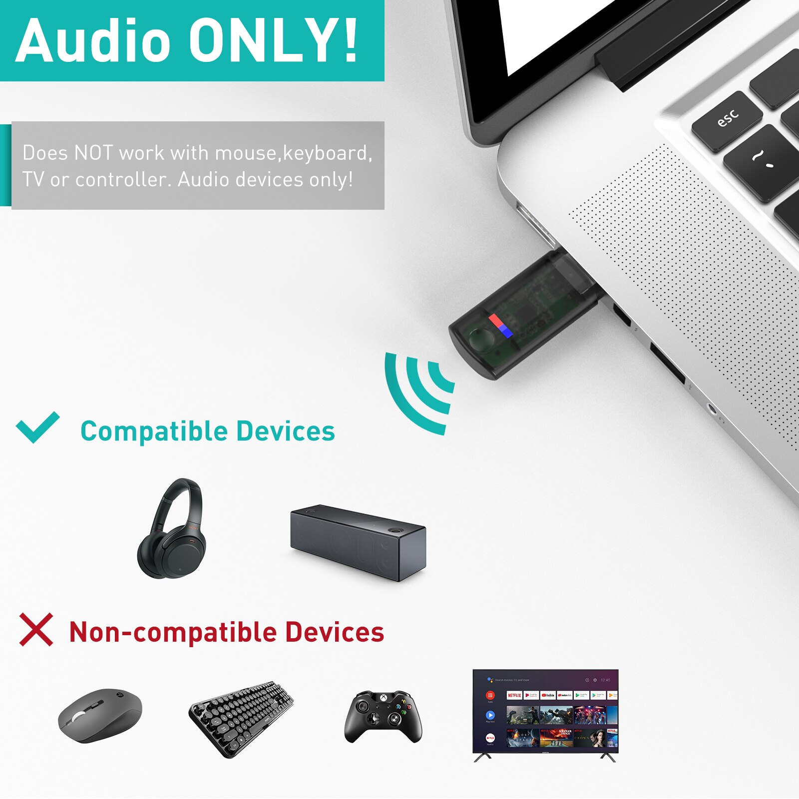 Edup usb bluetooth 5.2 trådløs bluetooth adapter gaming lydsender med lav latency plug and play til xbox /ps4/ps5/ pc