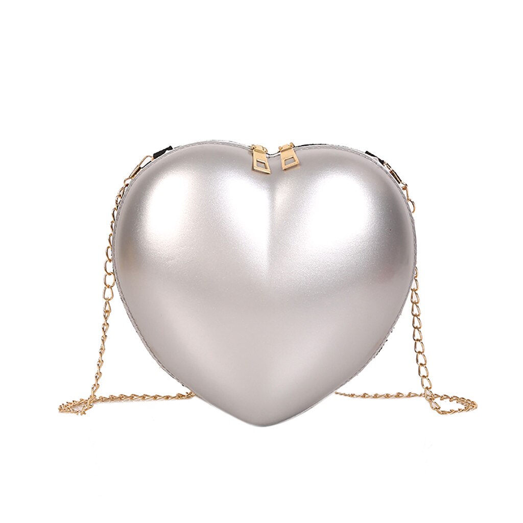 Frauen Zipper Liebe Herz Geformt Umhängetaschen Süße Mädchen Kette Schulter Tasche Damen Abend Handtaschen Geldbörse Für Party Hochzeit # P