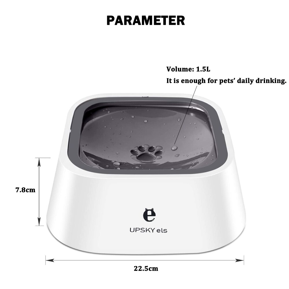 UPSKY 1.5L ciotola per cani senza versamento mangiatoia per acqua lenta bocca antibagnatura ciotola per gatti uso del veicolo distributore di acqua per animali domestici antiscivolo ciotola per acqua