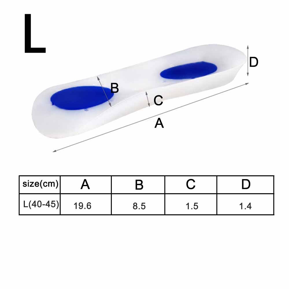 1 par silikone indlægssåler svangstøtte ortopædiske silikone sko indlæg hælskåle 3/4 smertelindrende plantar fasciitis indlægssåler unisex: L