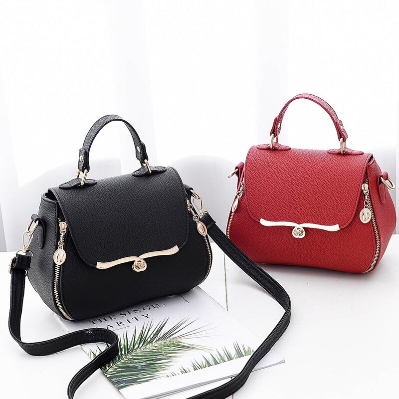 Zoete Dames Handtas Dames Mode Elegante Tas Effen Kleur Bijpassende Kleur Messenger Bags Schoudertas Top