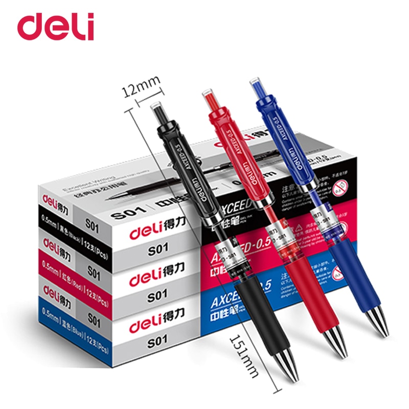 Deli Gel pen 3 Pcs 0.5mm kantoorbenodigdheden Briefpapier gel pennen voor studenten schrijven Zwart Rood Blauw gel pen vullingen