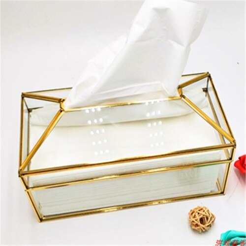 Glass Gold Large Tissue Box Paper Towel Box Drawing Paper Box European Napkin Paper Living Room Tea Table Decor Luxury: 23X11.8X10.8CM