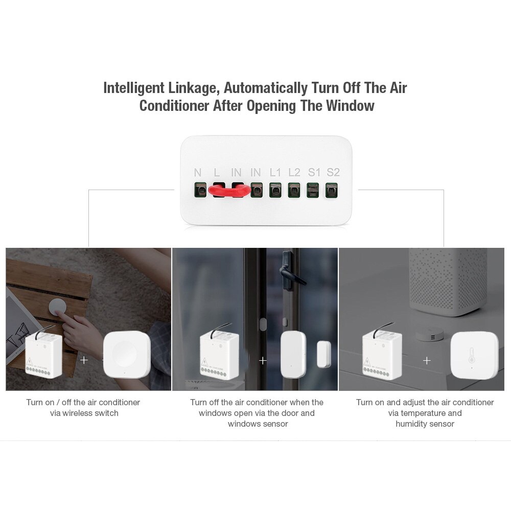 Aqara Two-way Control Module Wireless Relay Switch Controller Smart Setting Timer 2 Channels For Mi Home APP &Homekit