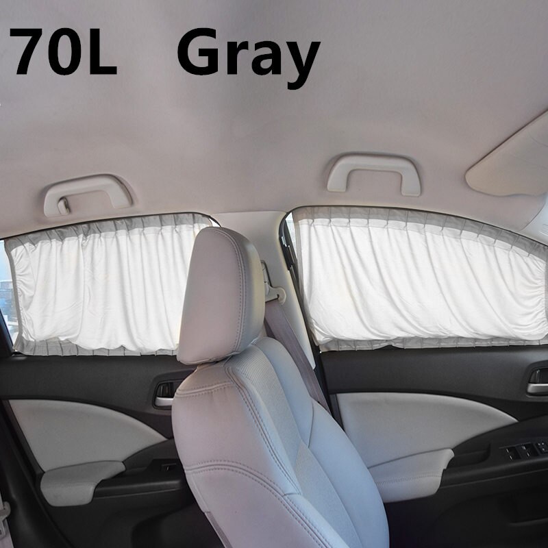 A2pcs/set Aluminum Alloy Elastic Car Side Window Sunshade Curtains Auto Windows Curtain Sun Visor Blinds Cover car-styling S,M,L: Gray 70L
