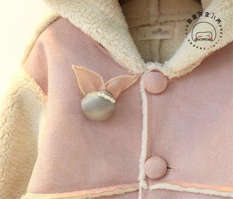 Winter Mädchen Nette Ohren Mit Kapuze Lammfell Einreiher Langen Abschnitt