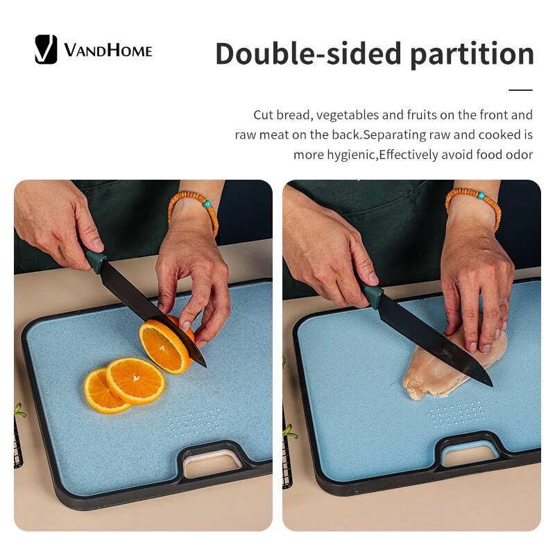 VandHome Cutting Board Wheat Straw Double Sided Chopping Blocks Sterile Mildew Chopping Board Cutting Board Kitchen Supplies