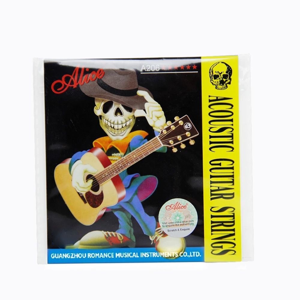 Alice-Gitarrensaiten der A206-Serie, 0,28 mm, 0,11 Zoll, Akustikgitarrensaiten, lange Lebensdauer, Stahlgitarre, 6 Saiten, Musikbegeisterte: Grün