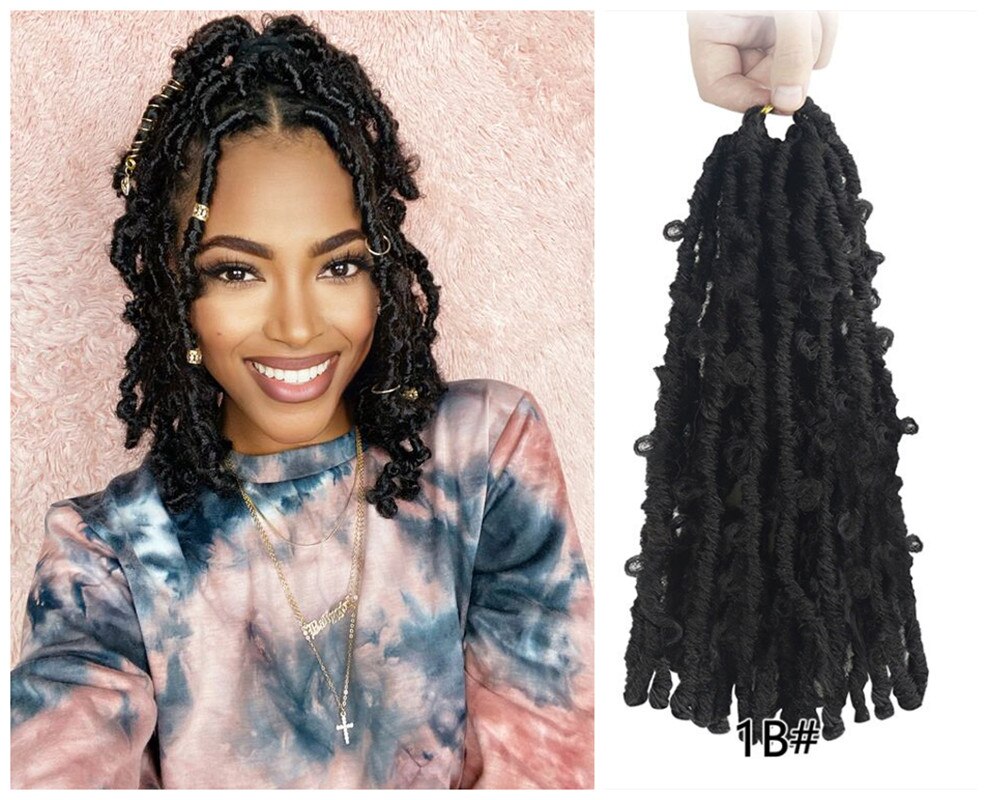 Butterfly Locs Crochet Hair Distressed Pre looped Natural Messy Faux Locs Pre-twisted Braids
