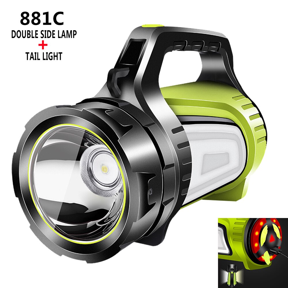 Projecteur Rechargeable le plus puissant lampe de poche LED poignée projecteur Ultra-longue torche de secours avec réserve de puissance de sortie USB: Package C
