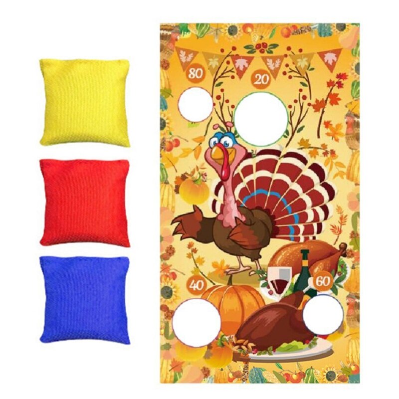 Thanksgiving-dekorations-wurf- und fangspiel mit flaggen, spielzeug-gartenspiel für die ganze familie, spielset 87hd: Kürbis