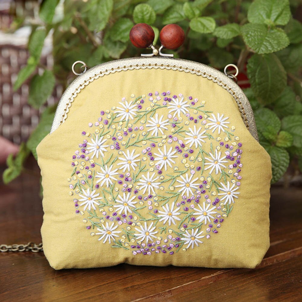Chinesisch Einfach Stickerei DIY Blume Taschen Brieftasche Handtasche Kreuz Stich setzt Bausatz Hand NäHenne Handgemachte Handtasche Kreative