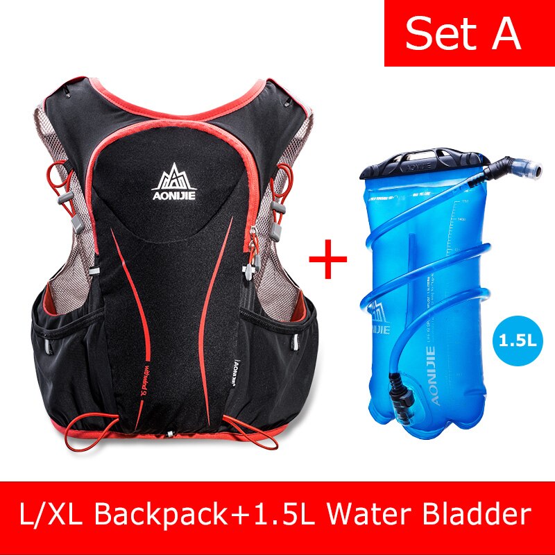 AONIJIE-Paquete de hidratación, mochila, bolsa, chaleco, arnés, vejiga de agua, E906, senderismo, Camping, correr, Maratón, deportes, 5L: E906 Set A