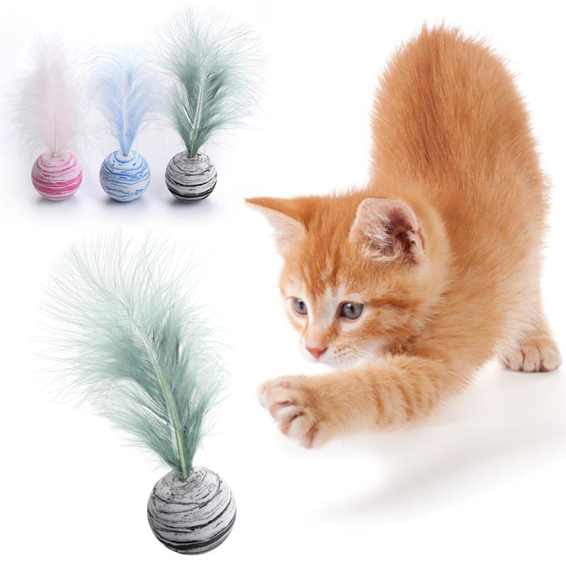 3 couleurs chat jouet étoile balle Plus plume EVA matériel mousse légère balle lancer drôle interactif en peluche jouet bâton plume fournitures