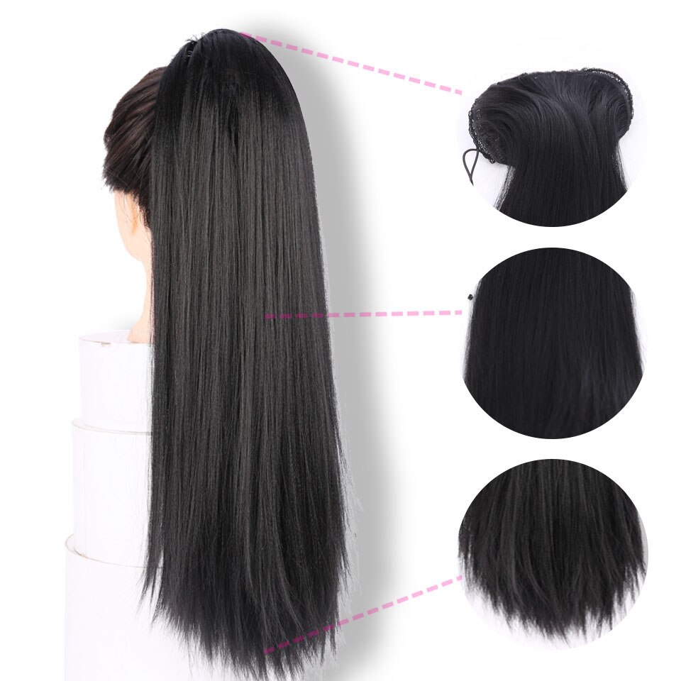 BUQI 100G Kinky Straight Hair Afro Ponytail 22 Inch Long Pony Tail Synthetic Natural Hair Ponytail Hairpieces For Women