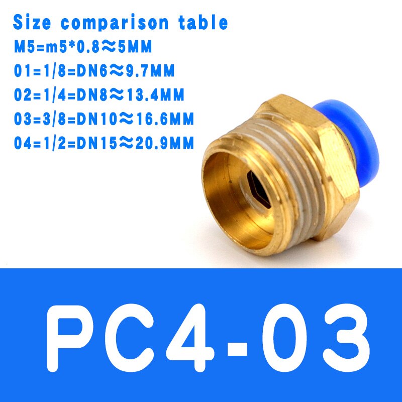 Air Pneumatic PC Fitting 10mm 8mm 6mm 4mm Hose Tube 1/4"BSP 1/2" 1/8" 3/8" Male Thread Pipe Connector Quick Coupling Brass: PC4-03
