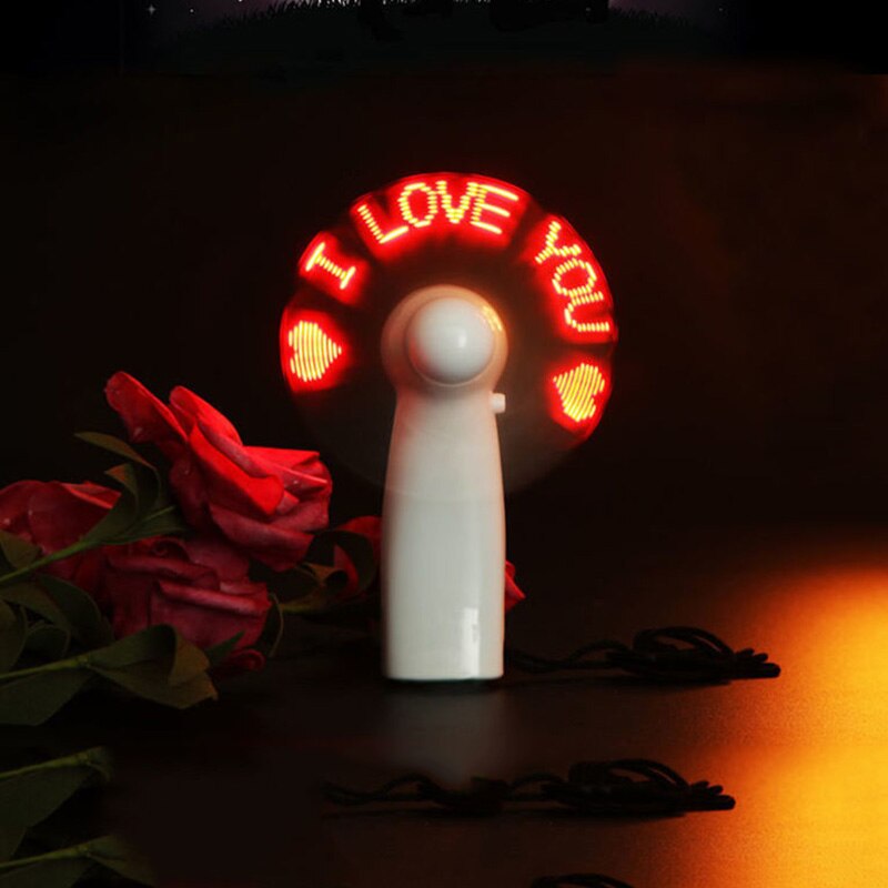LED Fan Portable Flashing Colorful Light Cooling Fan Battery Operated Festival Confession Desktop Cooler