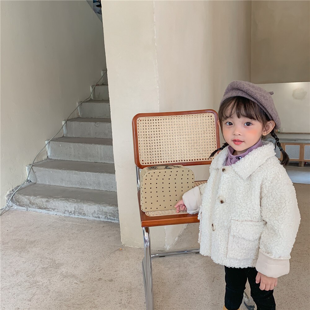 Meisje Jas Herten Lederen Fluwelen Plus Lam Fluwelen Baby Jongens Jas Winter Dragen Kinderkleding Baby meisje Jas Jassen