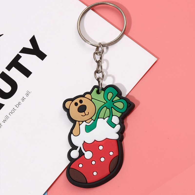 Kerstversiering Pvc Zacht Rubber Herten Oude Man Sleutelhanger Kerstboom Kleine Hanger Kerst Slee Leuke Charm
