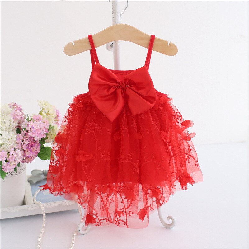 1 år flicka bebis födelsedagsklänning spädbarn småbarn flicka prinsessklänning första födelsedagsfest flicka flicka röd rosa klänning: Röd / 9m