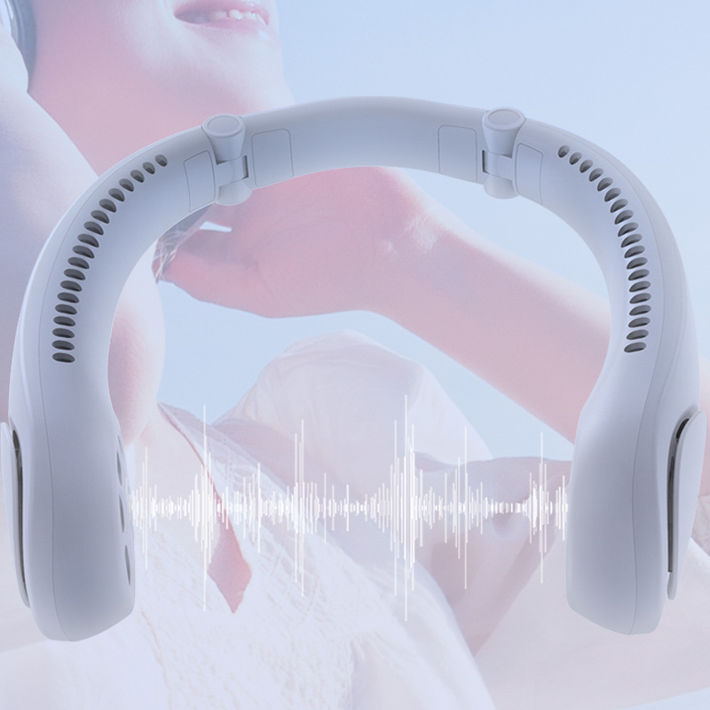 Portable Hanging Neck Fan with Bluetooth Speaker 3 Speeds USB Charging Neck Fan Wearable Music Sound Fan Super Quiet Working