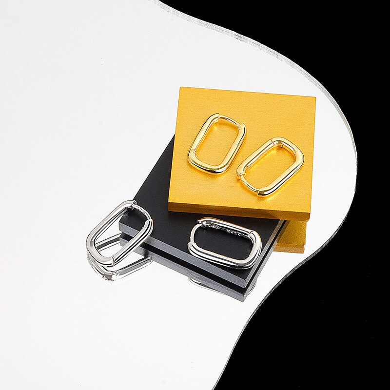 QMCOCO Silver Color Korean Trendy O-Shape Square Earrings Temperament Simple Charm Jewelry Accessories