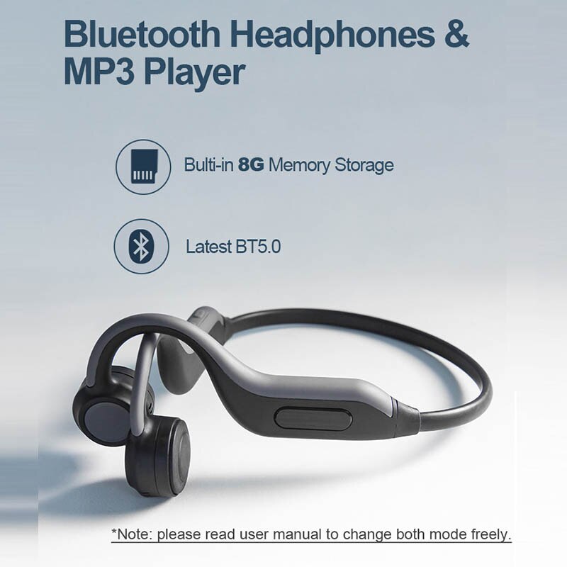 GGMM Original Bluetooth 5.0 Headphones Latest Bone Conduction Headset Built-in 8G Memory Card IPX67 HD Mic Sports Earphones