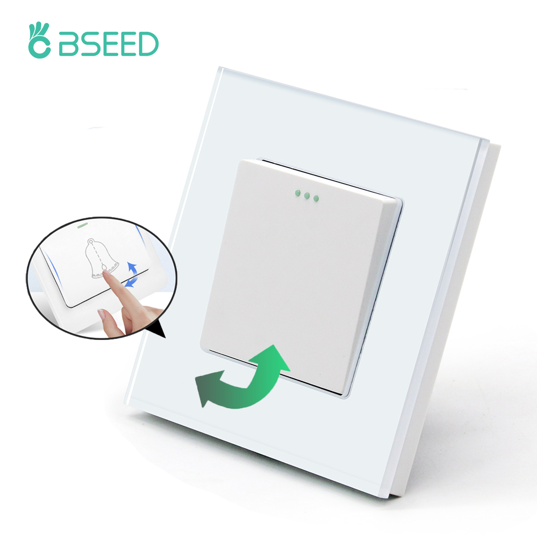 BSEED – interrupteur poussoir mécanique pour applique murale, 1/2 gangs, 1 voie, bouton de commutation à rebond automatique avec cadre en verre, 250V
